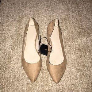 Tan Suede Pointed Flats